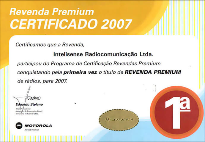 Certificado Revenda Premium 2007