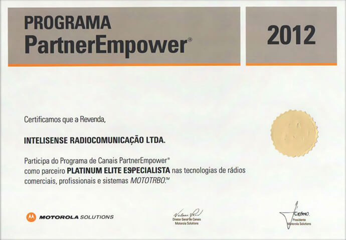 Certificado Platinum Elite Especialista 2012